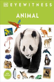 Cover of "DK Eyewitness Animal" book showing a panda and various animals around it on a white background.