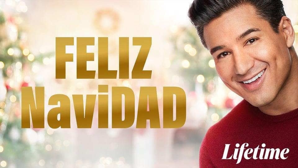 Smiling person in a festive setting with the text "Feliz NaviDAD" and "Lifetime.