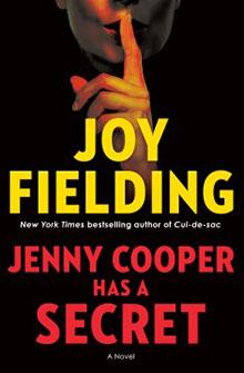 Book cover with a person holding a finger to their lips, with the title “Jenny Cooper Has a Secret.”.