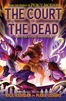 Four teens face a large, horned creature in a mystical setting under the title "The Court of the Dead.