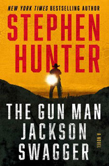 Book cover showing a cowboy silhouette holding a gun at sunset; text reads "The Gun Man Jackson Swagger.