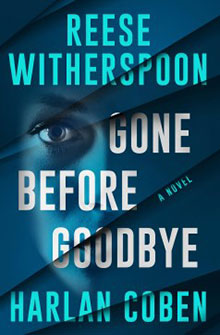 Book cover with torn blue layers, a face partially visible, and the title "Gone Before Goodbye" in bold text.