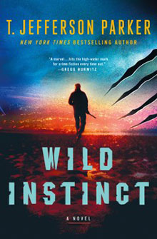 A lone figure walks toward city lights at sunset; "Wild Instinct" title in bold letters below.