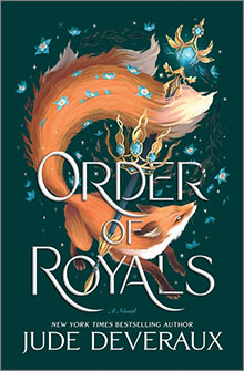 Illustrated fox with a bushy tail and glowing blue charms; text reads "Order of Royals" by Jude Deveraux.