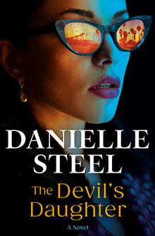 A woman in sunglasses with a cityscape reflected in the lenses; text reads "Danielle Steel The Devil's Daughter.