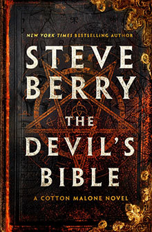 Book cover of "The Devil's Bible" by Steve Berry, featuring an ornate dark background with gold and red accents.