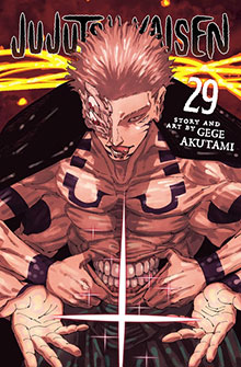 Manga cover of "Jujutsu Kaisen" Vol. 29 showing a muscular, scarred man with a mouth on his stomach.