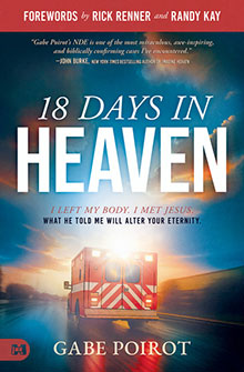 Book cover for "18 Days in Heaven" by Gabe Poirot, featuring an ambulance on a road at sunset.