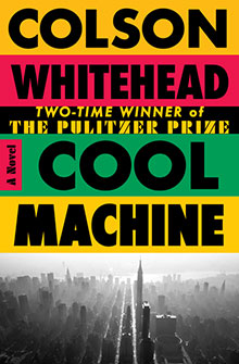 Book cover for "Crook Manifesto" by Colson Whitehead, with bold text and a city skyline in black and white.