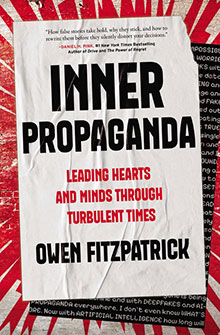 Book cover of "Inner Propaganda" by Owen Fitzpatrick with bold red and black text on a distressed background.