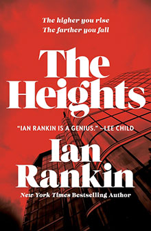 Book cover for The Heights by Ian Rankin, set against a background of a modern skyscraper.