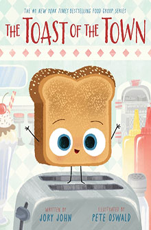 Book cover for “The Toast of the Town,” featuring a cartoon slice of toast popping out of a toaster.