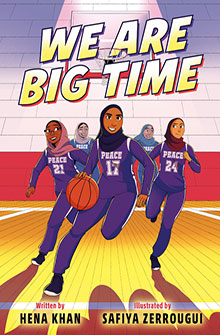 Four girls in purple basketball uniforms run on a court; one dribbles a ball. "We Are Big Time" is the title.