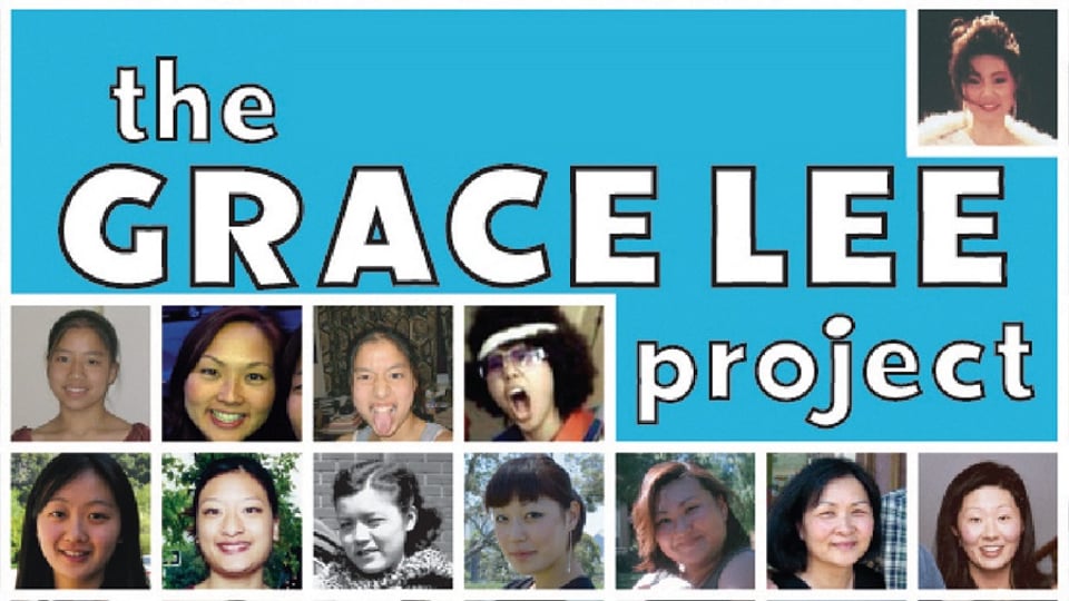 A collage of women with "The Grace Lee Project" text in white on a blue background.