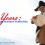 A man dressed as George Washington holds a map; text reads "250 Years: Celebrating the History of the United States.