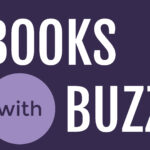 Text "BOOKS with BUZZ" on a dark purple background, with "with" inside a light purple circle.