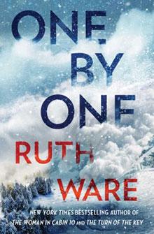 Book cover for "One by One" by Ruth Ware, featuring a snowy mountain landscape.