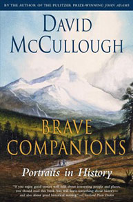 Cover of "Brave Companions" by David McCullough, depicting a mountainous landscape with trees and a cloudy sky.