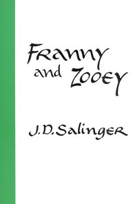 Cover of the book "Franny and Zooey" by J.D. Salinger with a white background and green vertical stripe on the left.