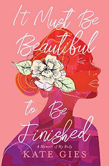 Book cover showing a pink outline of a woman's head with floral detail and white script text overlaid.