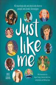Book cover titled "Just Like Me" featuring illustrations of diverse individuals in circular frames.
