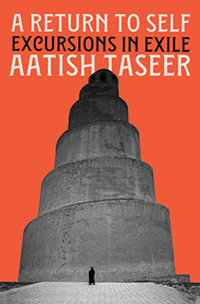 Book cover of "A Return to Self" with a large spiral structure and a small figure standing at its base.