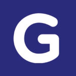A bold, white capital letter "G" on a solid dark blue background.