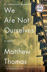 Cover of the book "We Are Not Ourselves" by Matthew Thomas, showing an urban building facade with large geometric shadows.