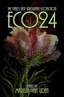 Book cover for "Eco24" featuring a surreal, glowing plant with tendrils and the title in bold green letters.