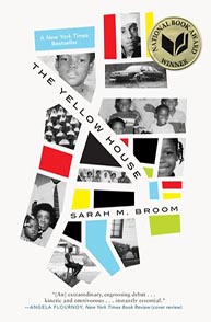 The cover of "The Yellow House" by Sarah M. Broom, featuring a collage of black and white family photos.
