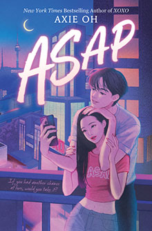 A couple takes a selfie on a city balcony at night with the title "ASAP" in large letters behind them.