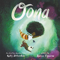 Illustration of a girl and an otter under the sea, with the title "Oona" above them, and author and illustrator names below.
