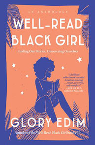 Well-Read Black Girl" book cover featuring an illustration of a woman reading, against an orange background.