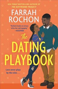 A couple embracing on the cover of "The Dating Playbook" by Farrah Rochon, with a quote from BuzzFeed praising the book.