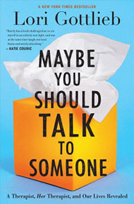 Book cover of "Maybe You Should Talk to Someone" by Lori Gottlieb, featuring a tissue box against a blue background.