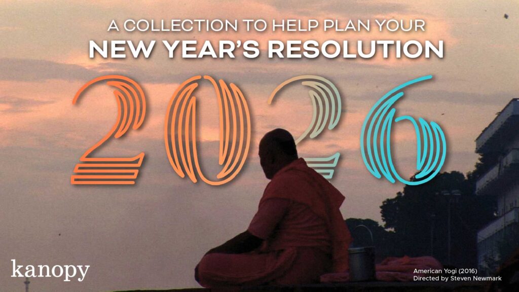 A person in orange robes sits outdoors at sunset with “2026” and New Year's resolution text overlaid.