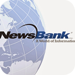 NewsBank logo with a blue globe background and the slogan "A World of Information.