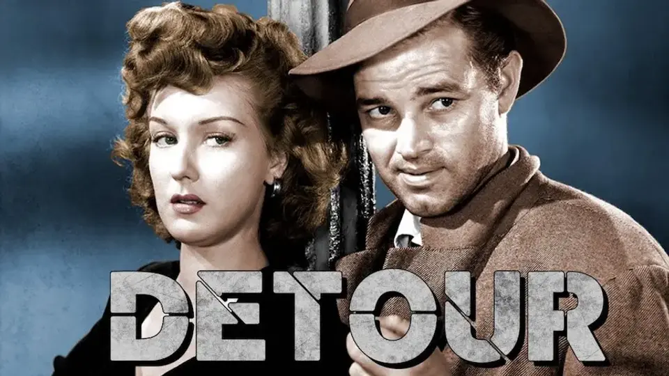 A man in a hat and a woman stand together with the word "DETOUR" in bold letters across the image.