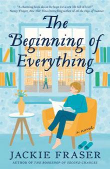 Cover of "The Beginning of Everything" by Jackie Fraser, featuring a person reading on a chair with a house window in the background.