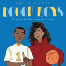 Two teens, one in a sports jersey holding drumsticks, one in a hoodie holding a basketball, on a blue background.
