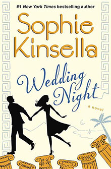 Book cover of "Wedding Night" by Sophie Kinsella, showing a silhouetted couple holding hands and Greek columns.
