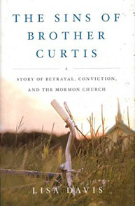 The cover of "The Sins of Brother Curtis" by Lisa Davis, depicting a broken bicycle in a grassy field with a church in the background.