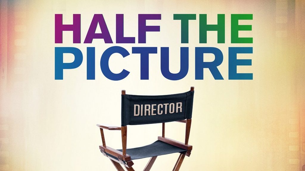 A director's chair with "Director" written on it, under text that says "Half the Picture" in a colorful gradient.