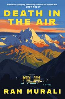 Book cover of "Death in the Air" by Ram Murali, featuring mountains and a glowing cityscape at dusk.