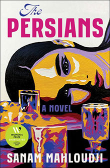 Book cover for "The Persians" by Sanam Mahlouji, featuring a painted woman and colorful patterned glasses.